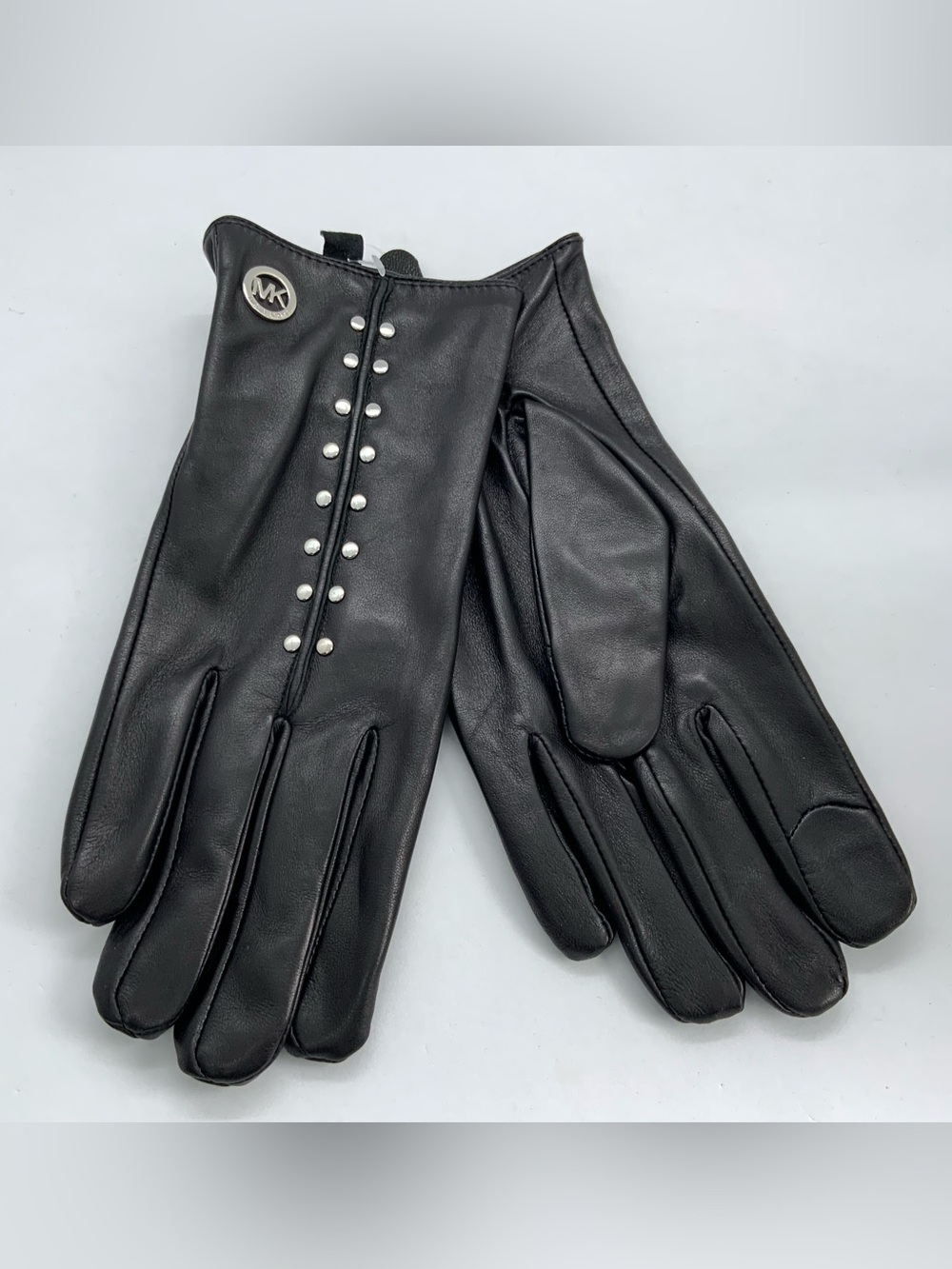 Michael Kors Black Stud-Embellished Leather Gloves